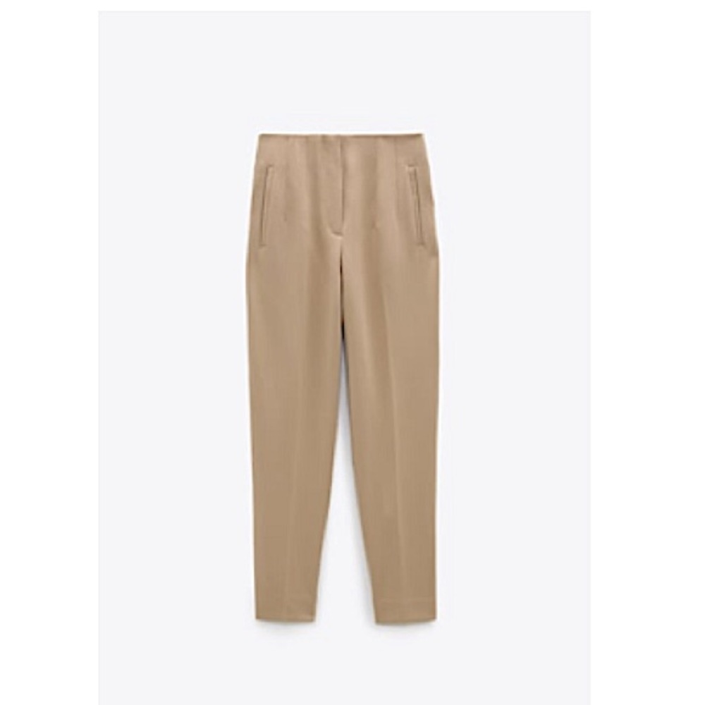 ZARA High-Waisted Pants - Taupe Brown